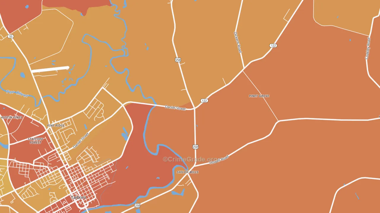 Penny Hill, NC Map of Vandalism Rates