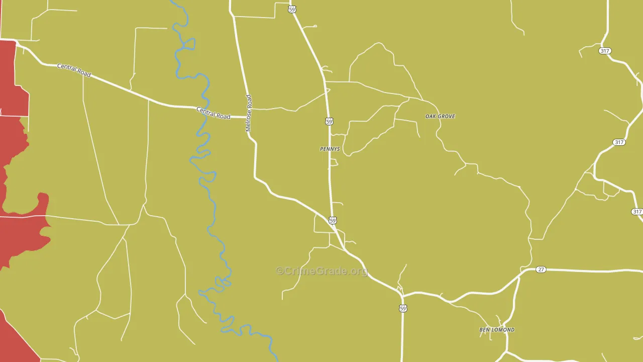 Pennys, AR Map of Vandalism Rates