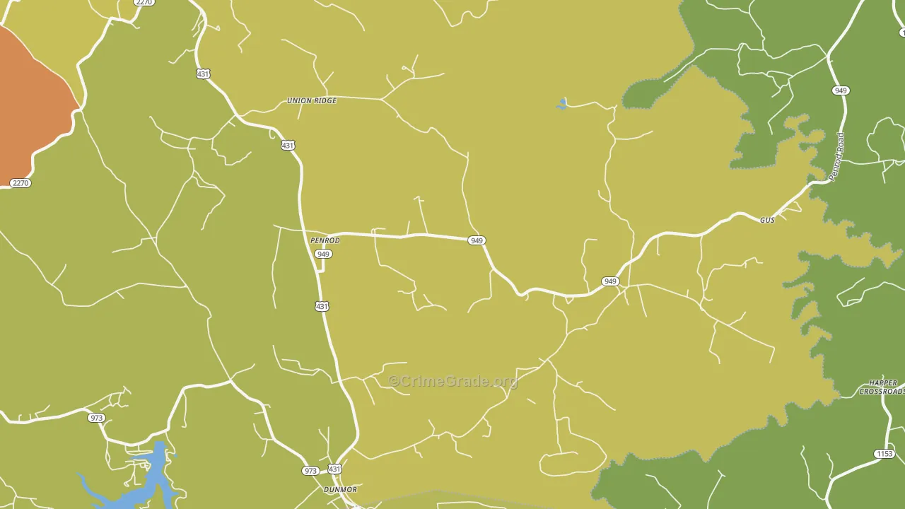 Penrod, KY Map of Vandalism Rates