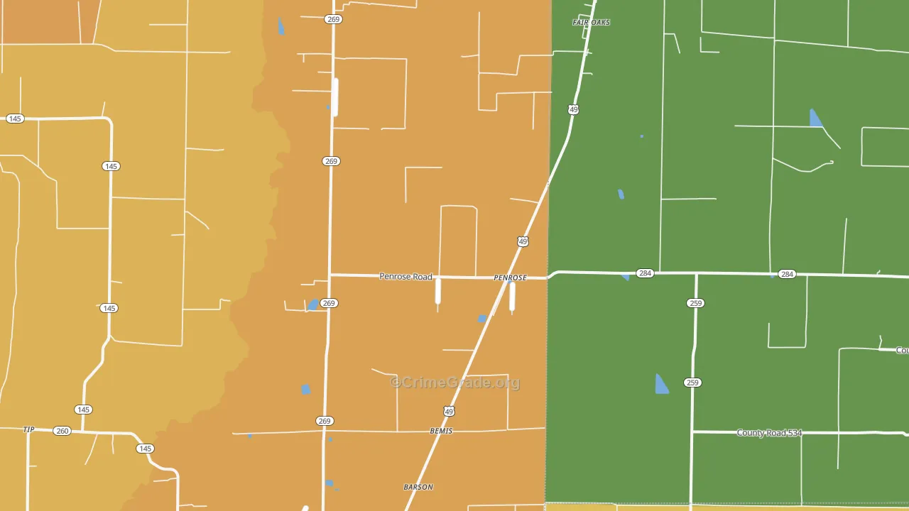 Penrose, AR Map of Vandalism Rates