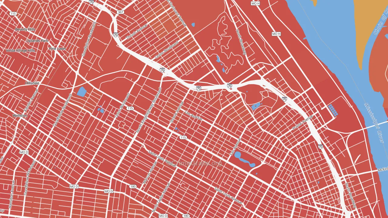 Penrose, St. Louis, MO Map of Vandalism Rates