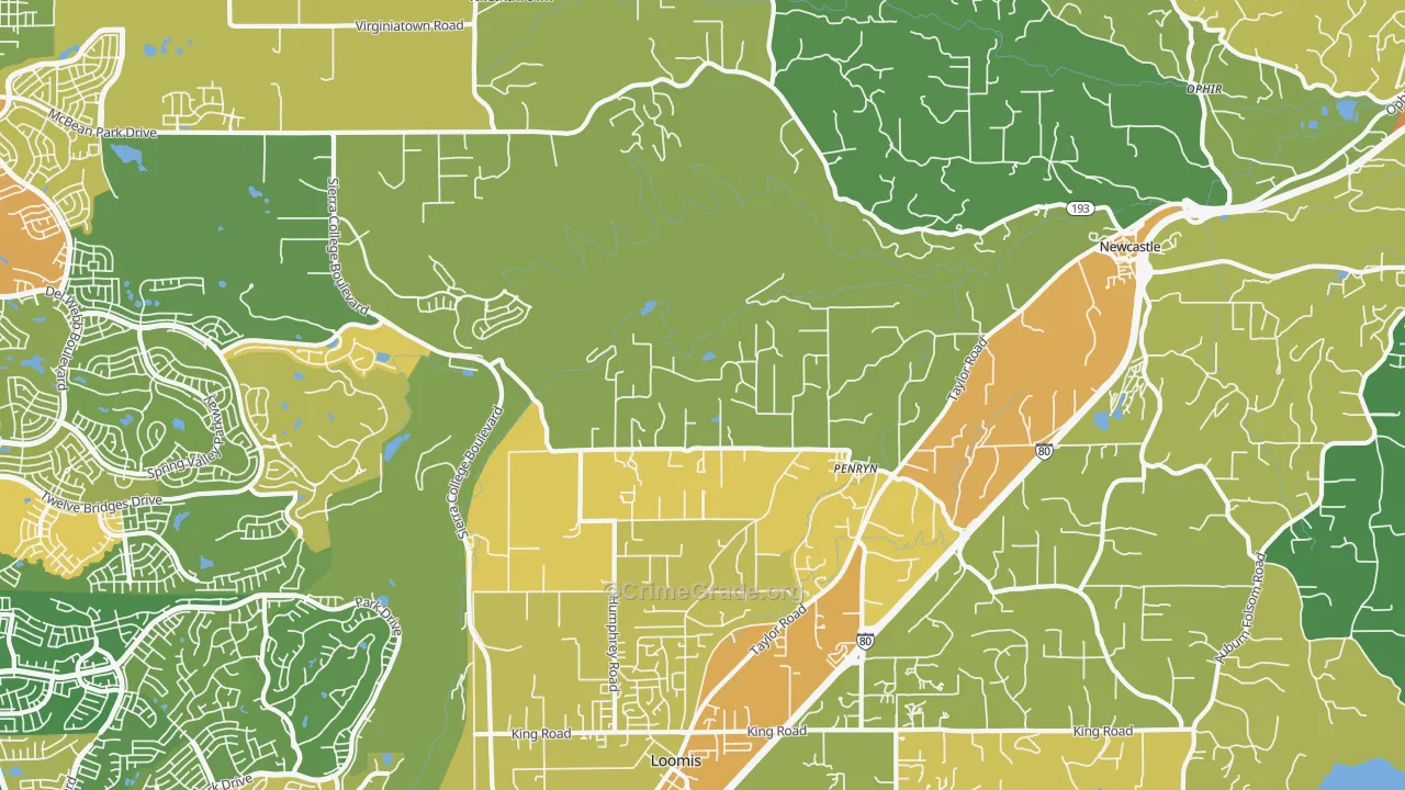 Penryn, CA Map of Vandalism Rates