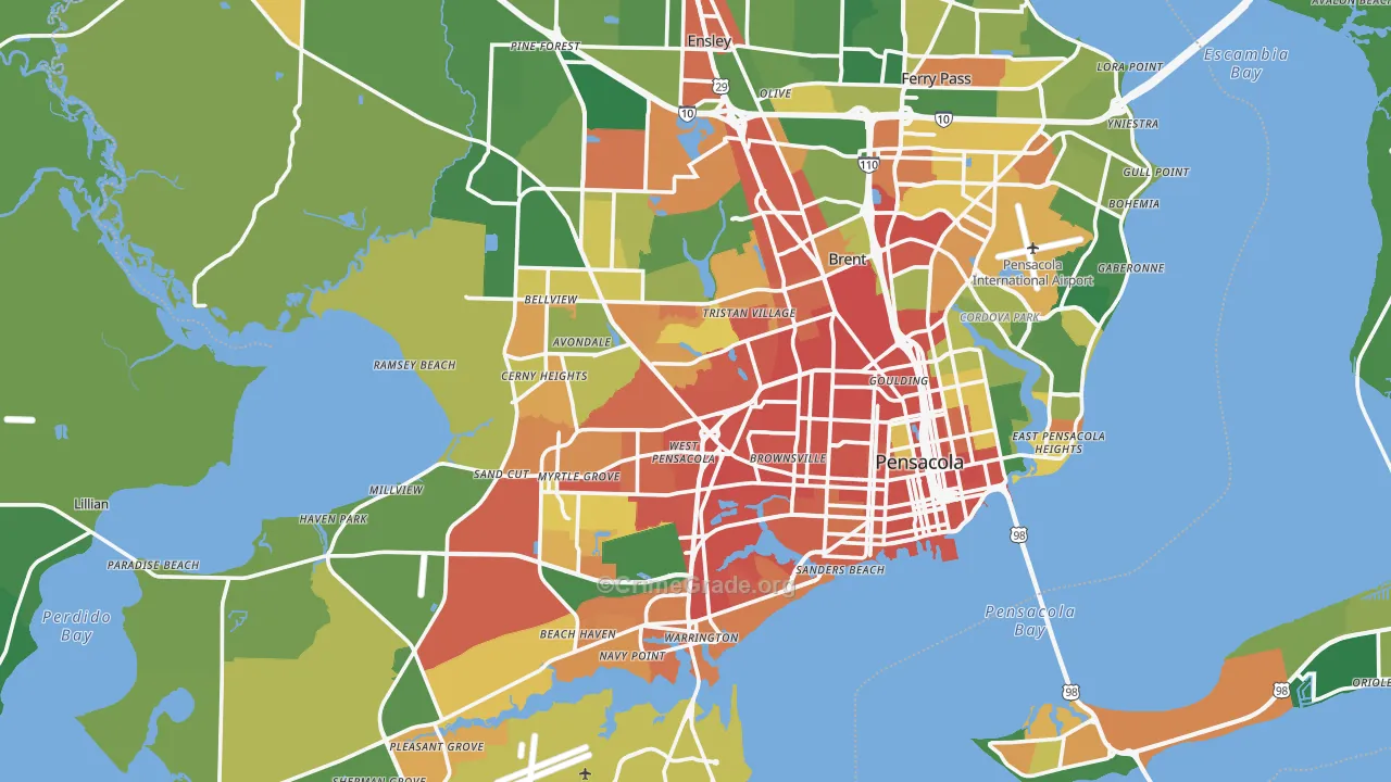 Pensacola, FL Map of Vandalism Rates