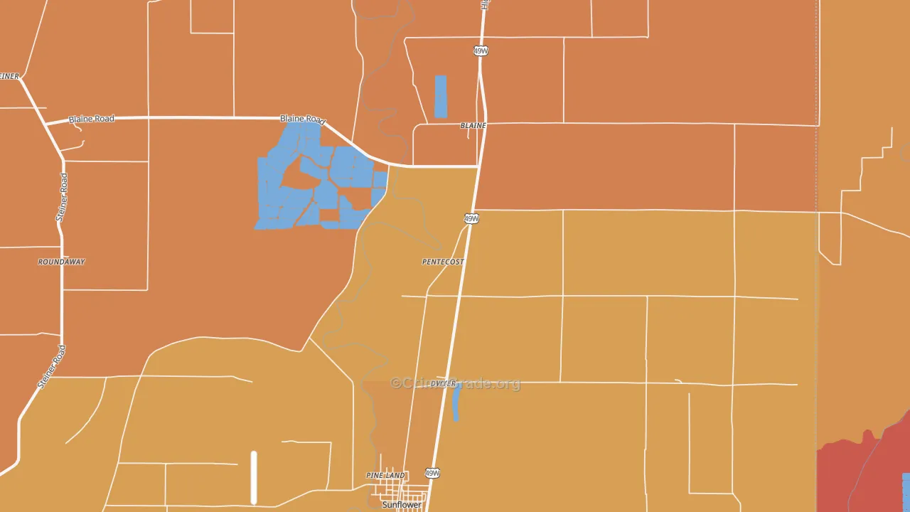 Pentecost, MS Map of Vandalism Rates
