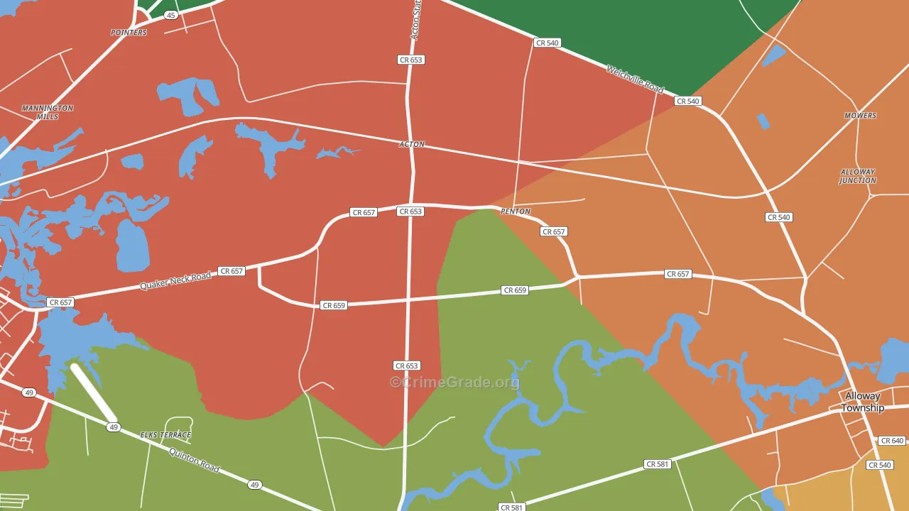 Penton, NJ Map of Vandalism Rates