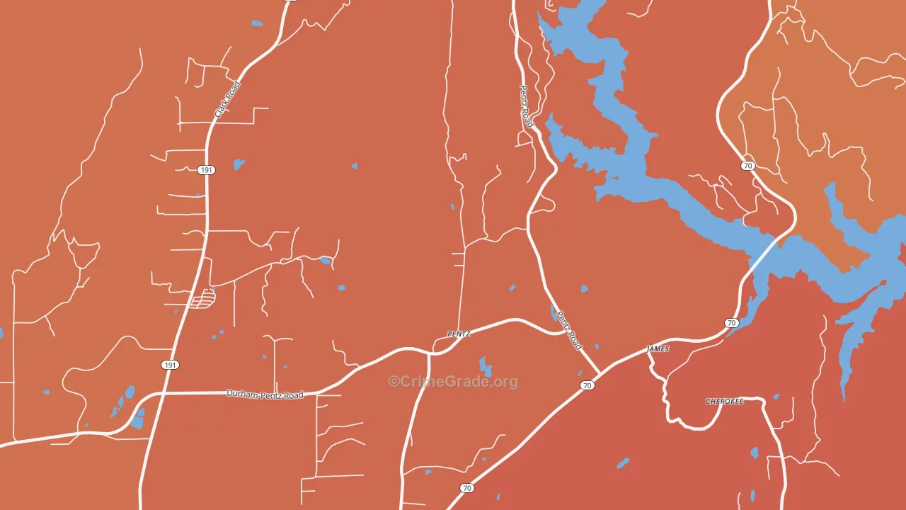 Pentz, CA Map of Vandalism Rates