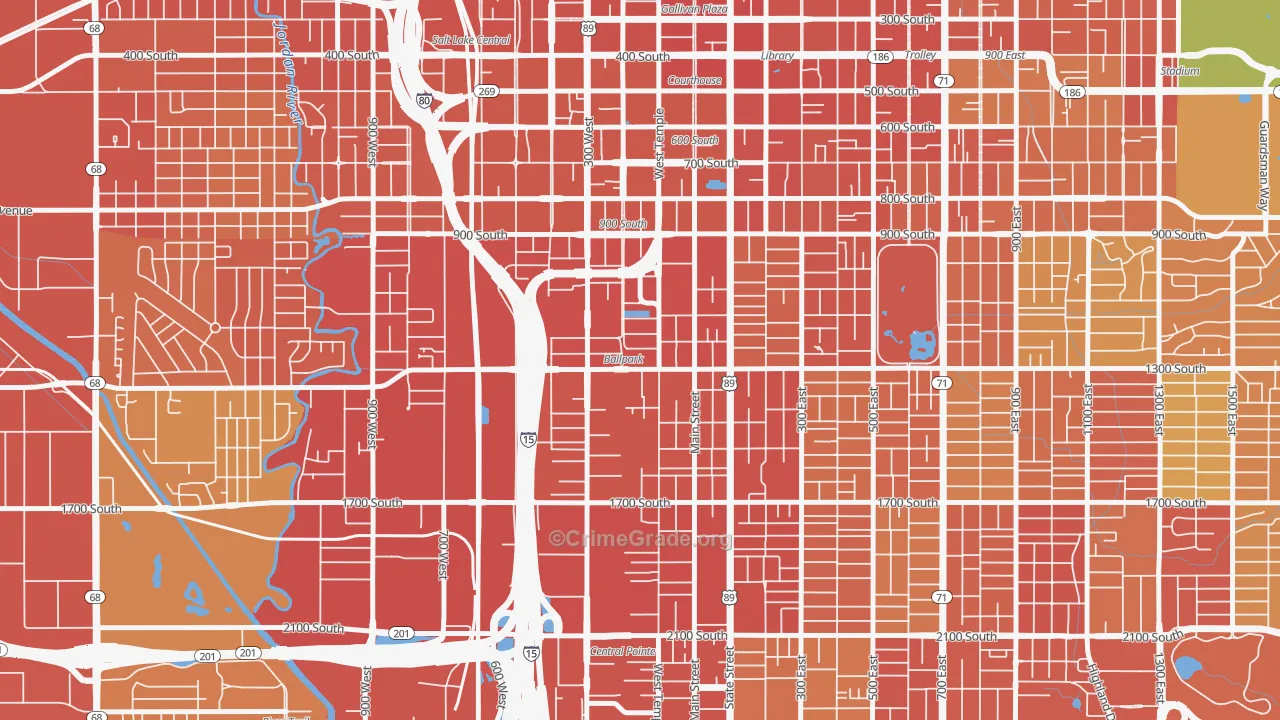 People's Freeway, Salt Lake City, UT Map of Vandalism Rates