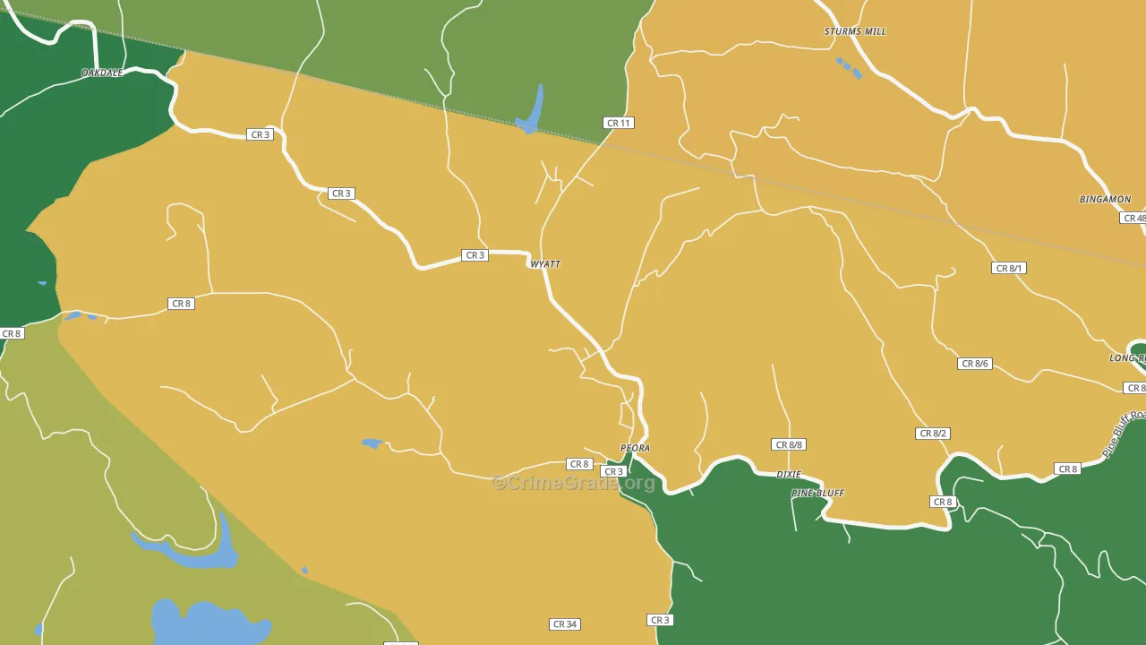 Peora, WV Map of Vandalism Rates