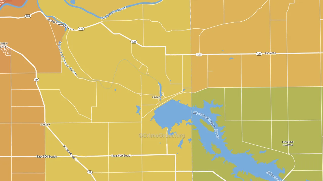 Peoria, IN Map of Vandalism Rates