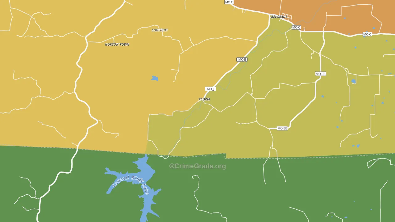 Peoria, MO Map of Vandalism Rates