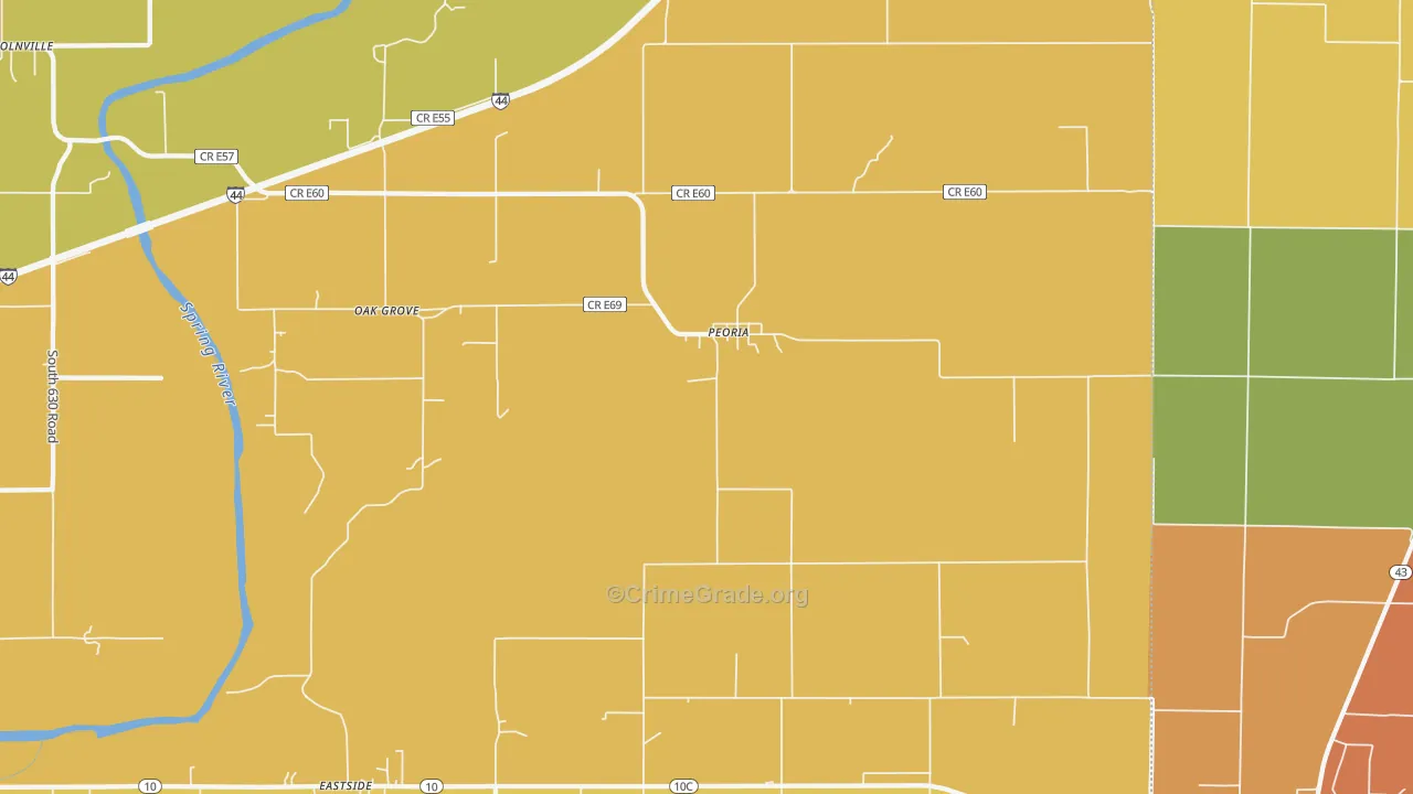 Peoria, OK Map of Vandalism Rates