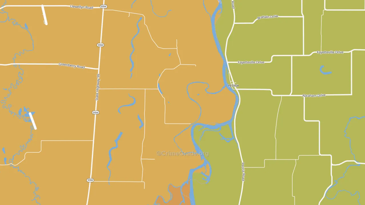 Peoria, OR Map of Vandalism Rates