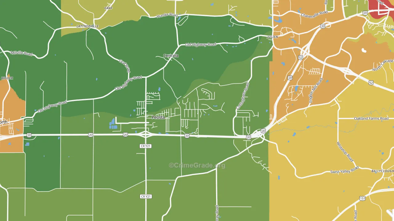 Peosta, IA Map of Vandalism Rates