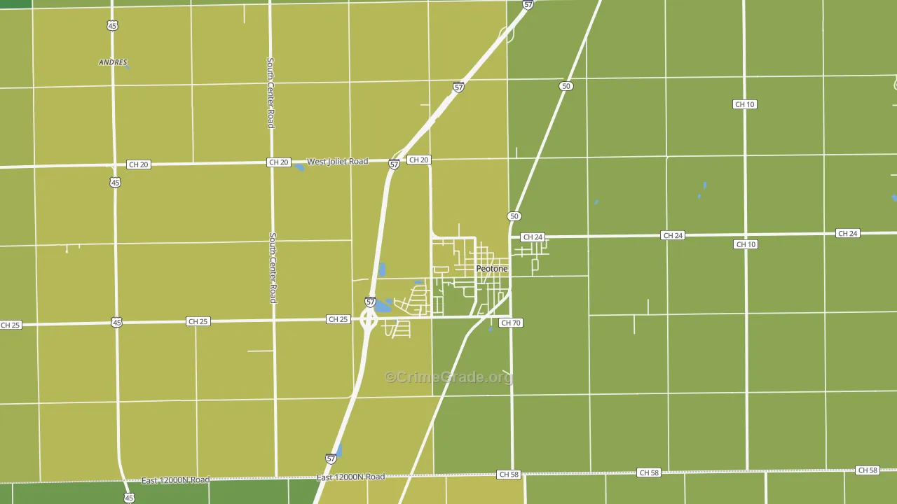 Peotone, IL Map of Vandalism Rates