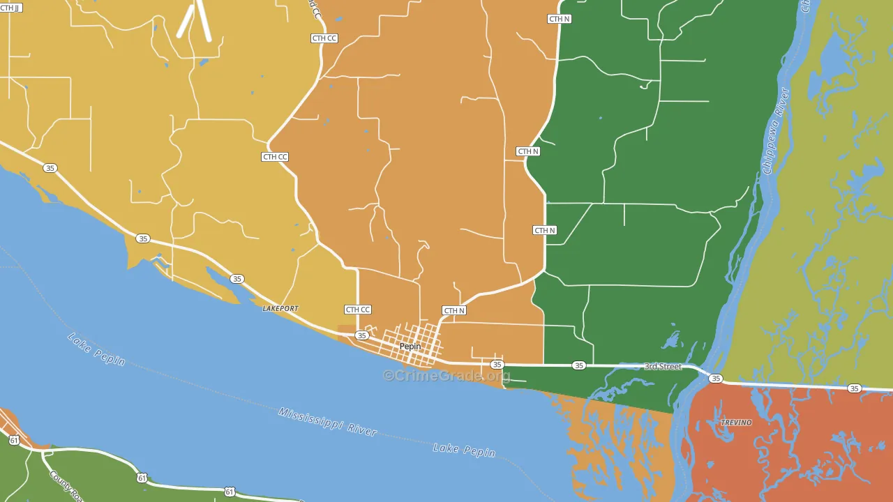 Pepin, WI Map of Vandalism Rates
