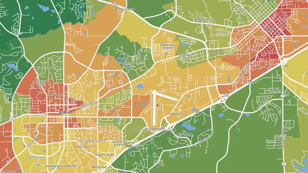Pepperell, AL Map of Vandalism Rates