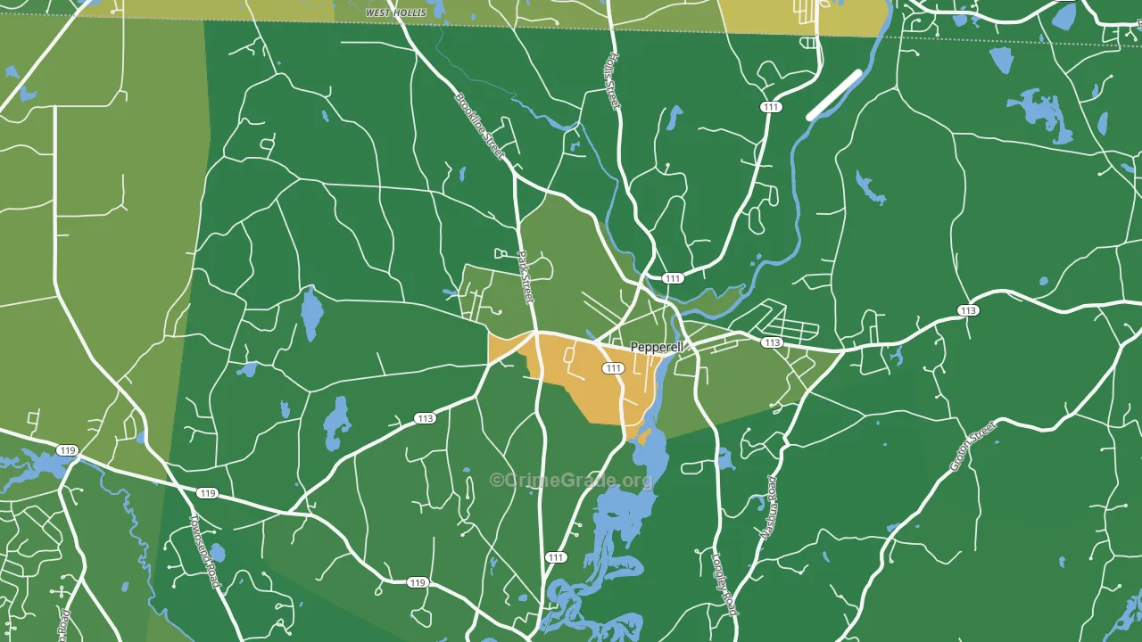 Pepperell, MA Map of Vandalism Rates