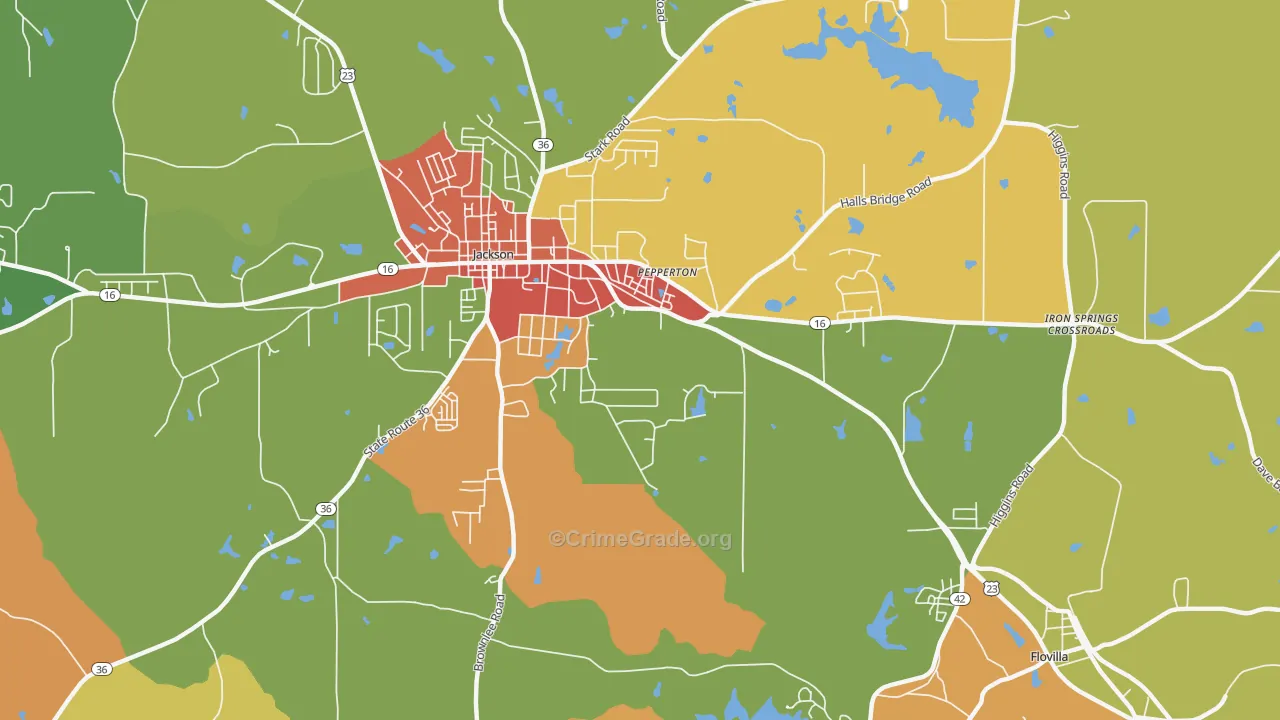 Pepperton, GA Map of Vandalism Rates