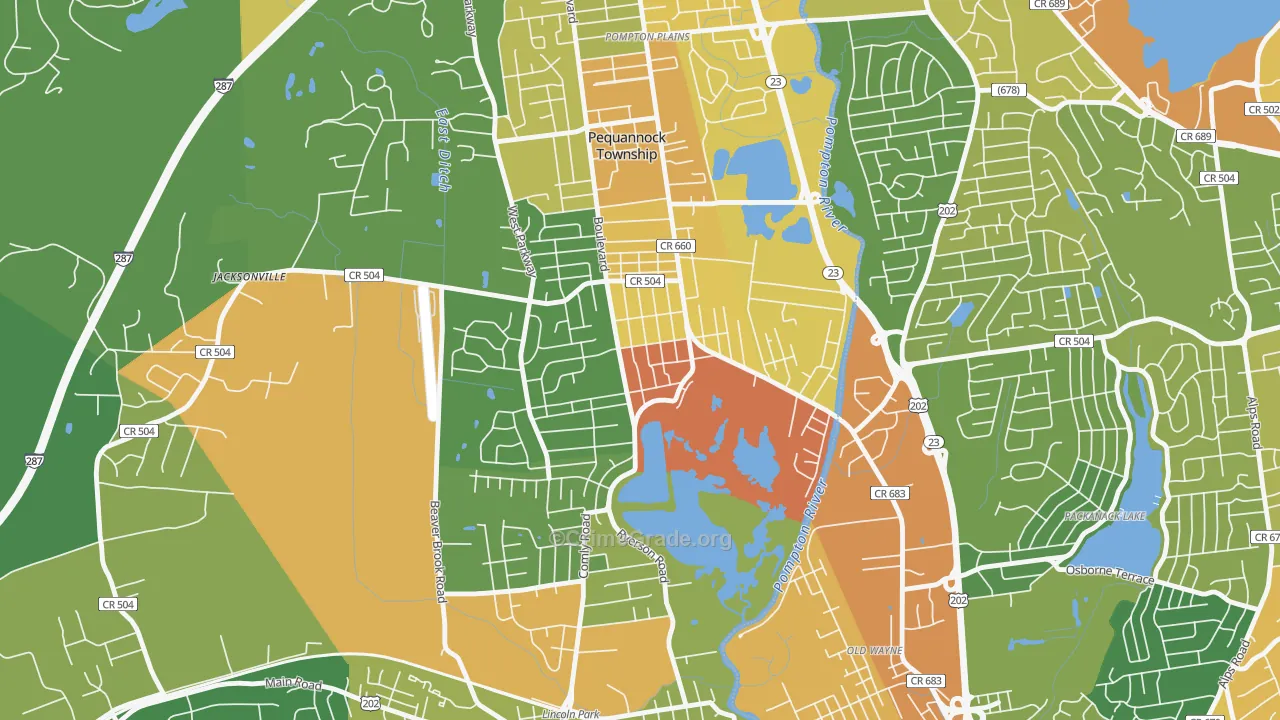 Pequannock, NJ Map of Vandalism Rates