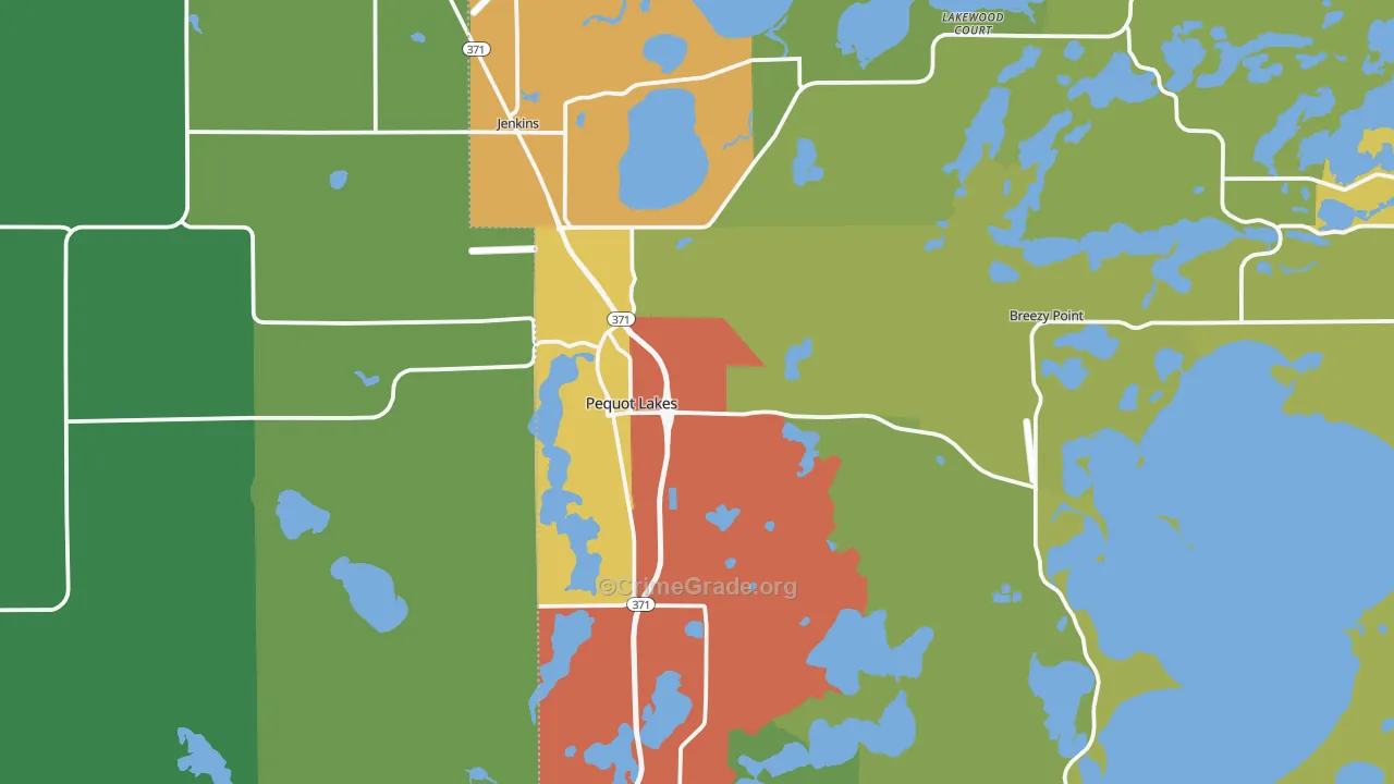 Pequot Lakes, MN Map of Vandalism Rates