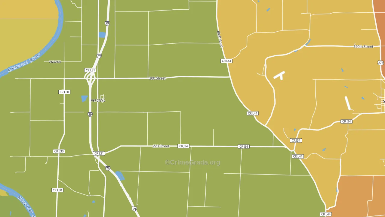 Percival, IA Map of Vandalism Rates