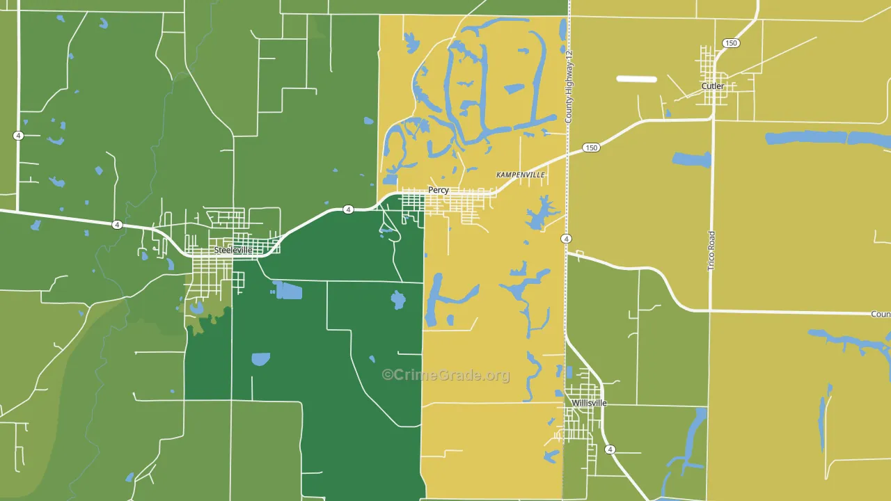 Percy, IL Map of Vandalism Rates