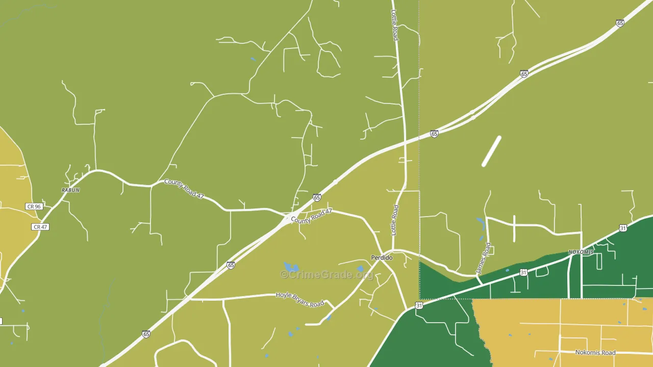 Perdido, AL Map of Vandalism Rates