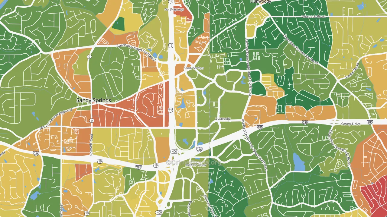 Perimeter Center, Sandy Springs, GA Map of Vandalism Rates