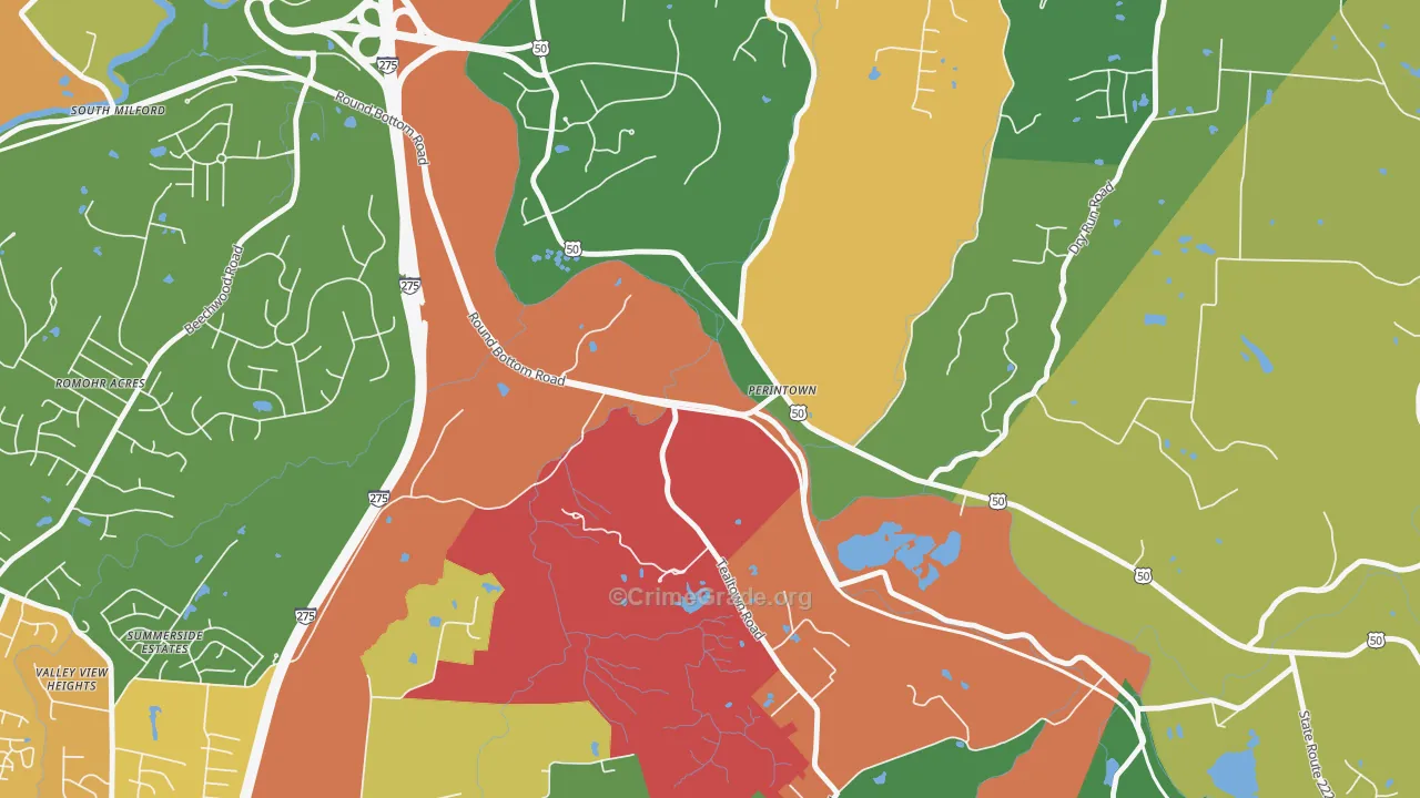 Perintown, OH Map of Vandalism Rates