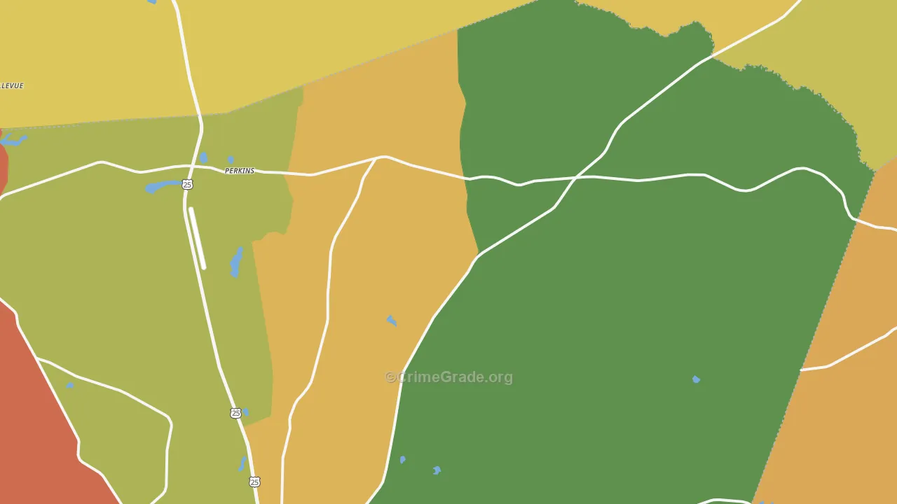 Perkins, GA Map of Vandalism Rates