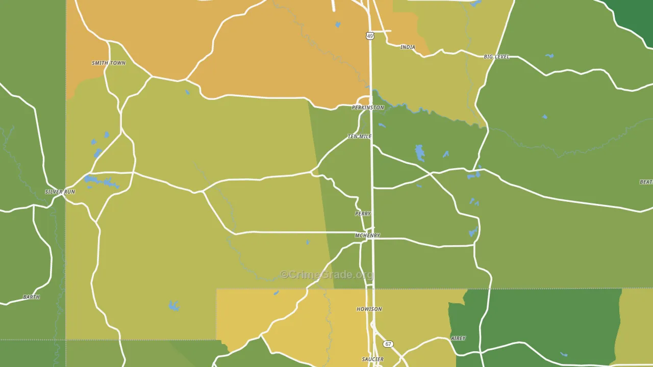 Perkinston, MS Map of Vandalism Rates