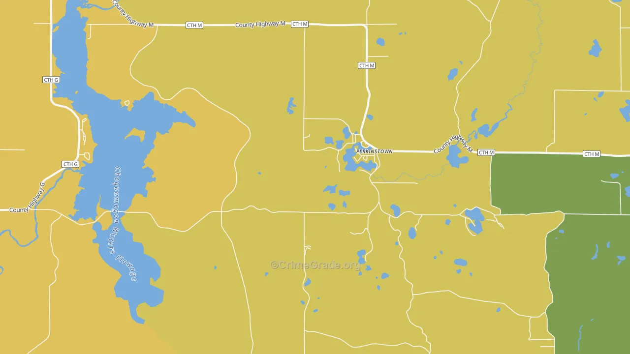 Perkinstown, WI Map of Vandalism Rates