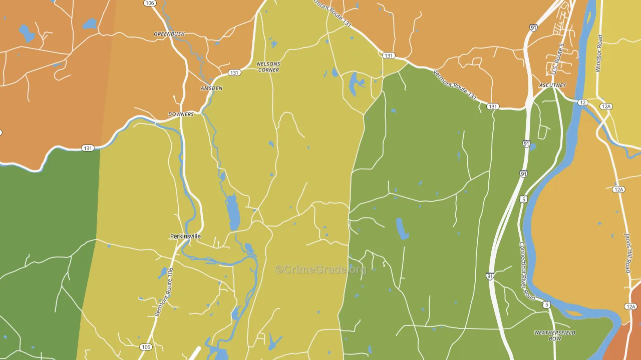 Perkinsville, VT Map of Vandalism Rates