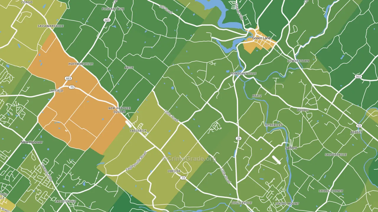 Perkiomenville, PA Map of Vandalism Rates