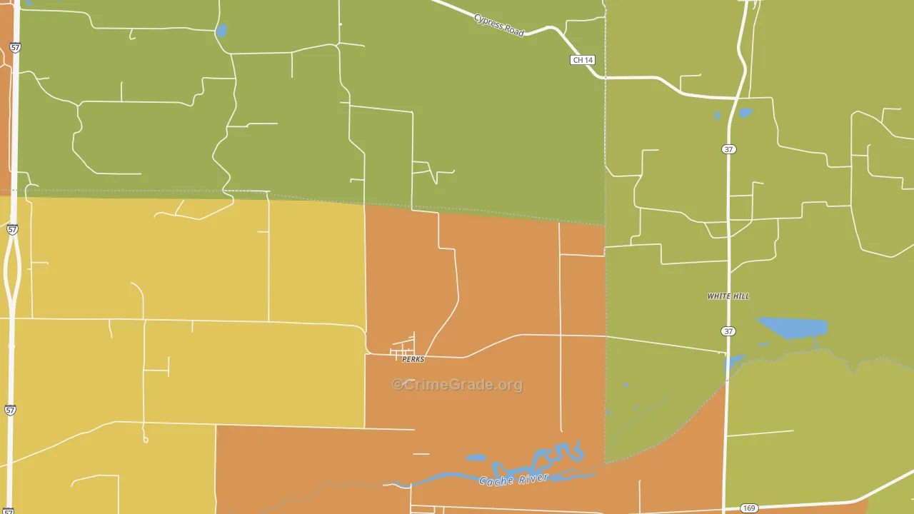Perks, IL Map of Vandalism Rates
