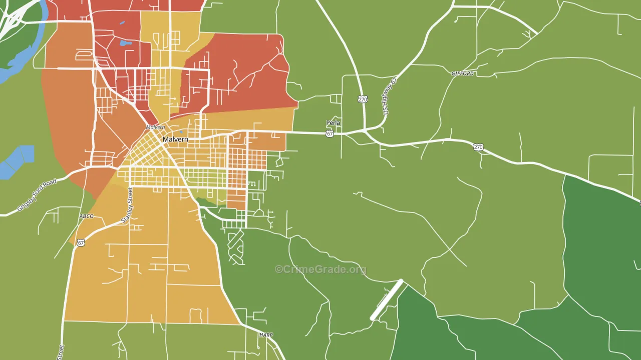 Perla, AR Map of Vandalism Rates