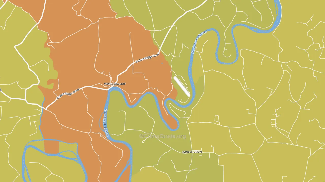 Perrin Hollow, TN Map of Vandalism Rates