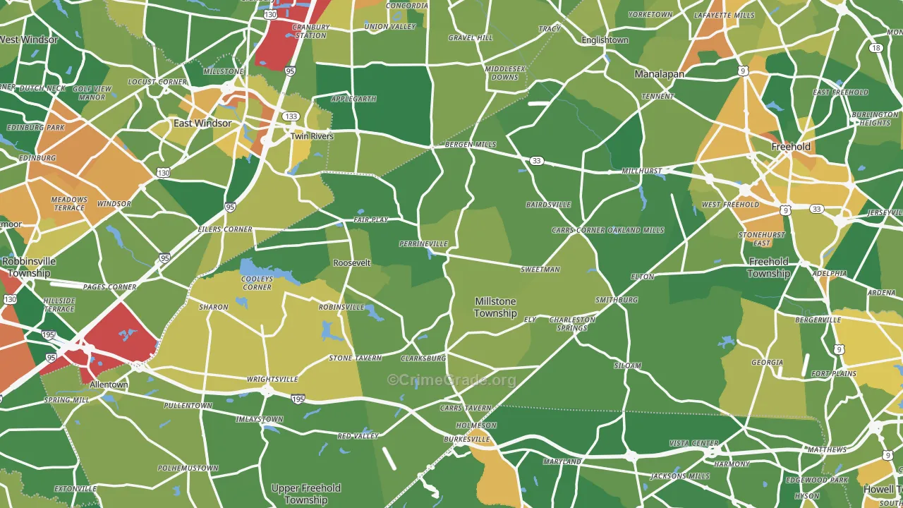 Perrineville, NJ Map of Vandalism Rates