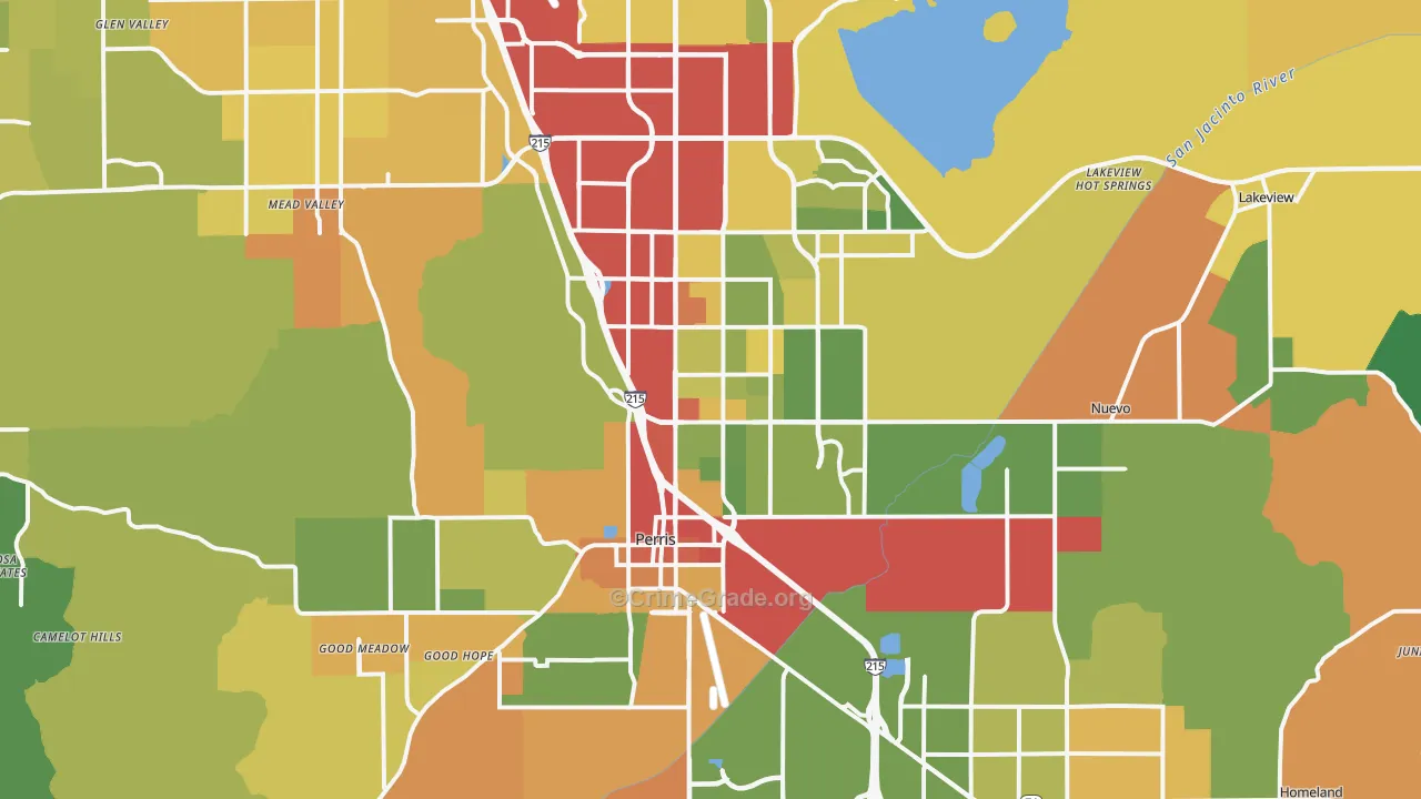 Perris, CA Map of Vandalism Rates