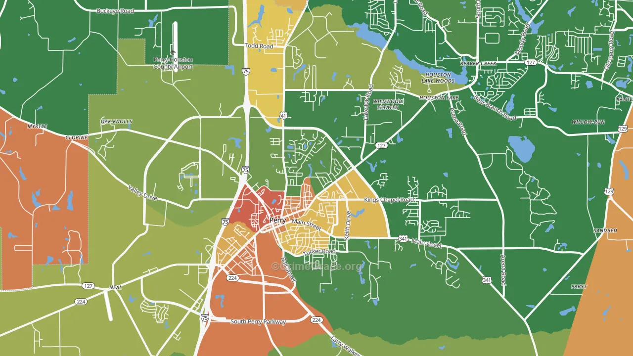 Perry, GA Map of Vandalism Rates