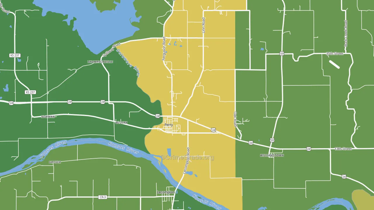 Perry, KS Map of Vandalism Rates