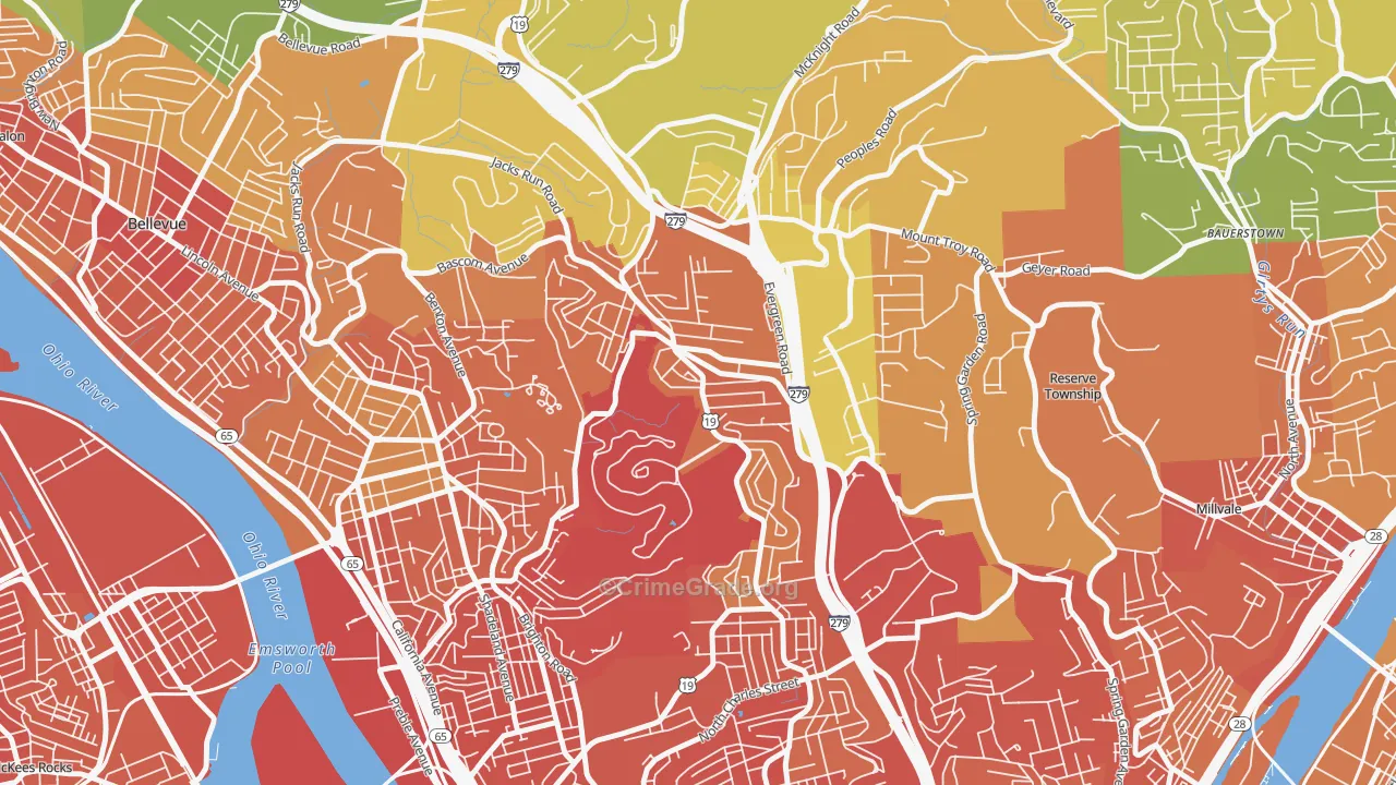 Perry North, Pittsburgh, PA Map of Vandalism Rates