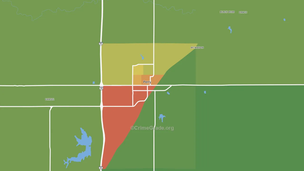 Perry, OK Map of Vandalism Rates