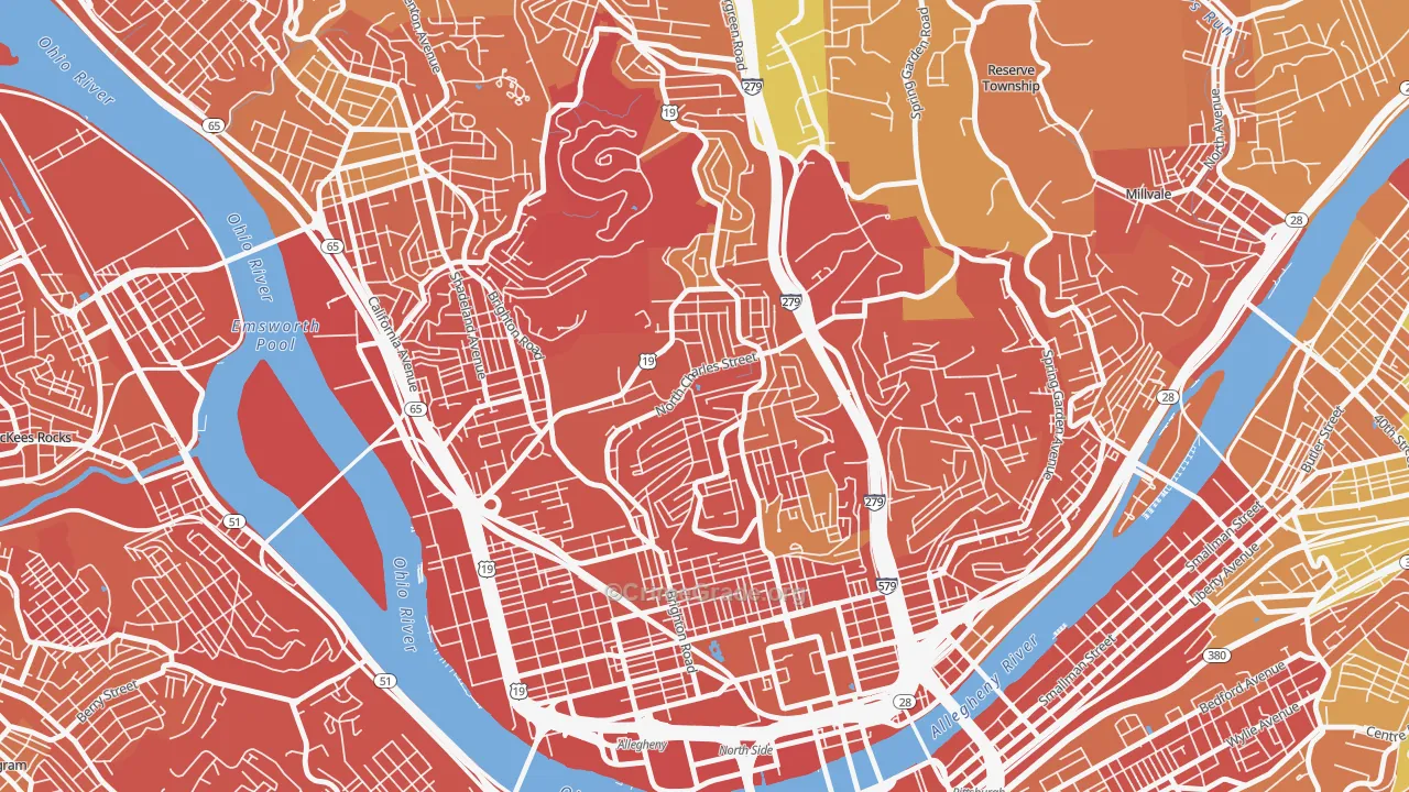 Perry South, Pittsburgh, PA Map of Vandalism Rates