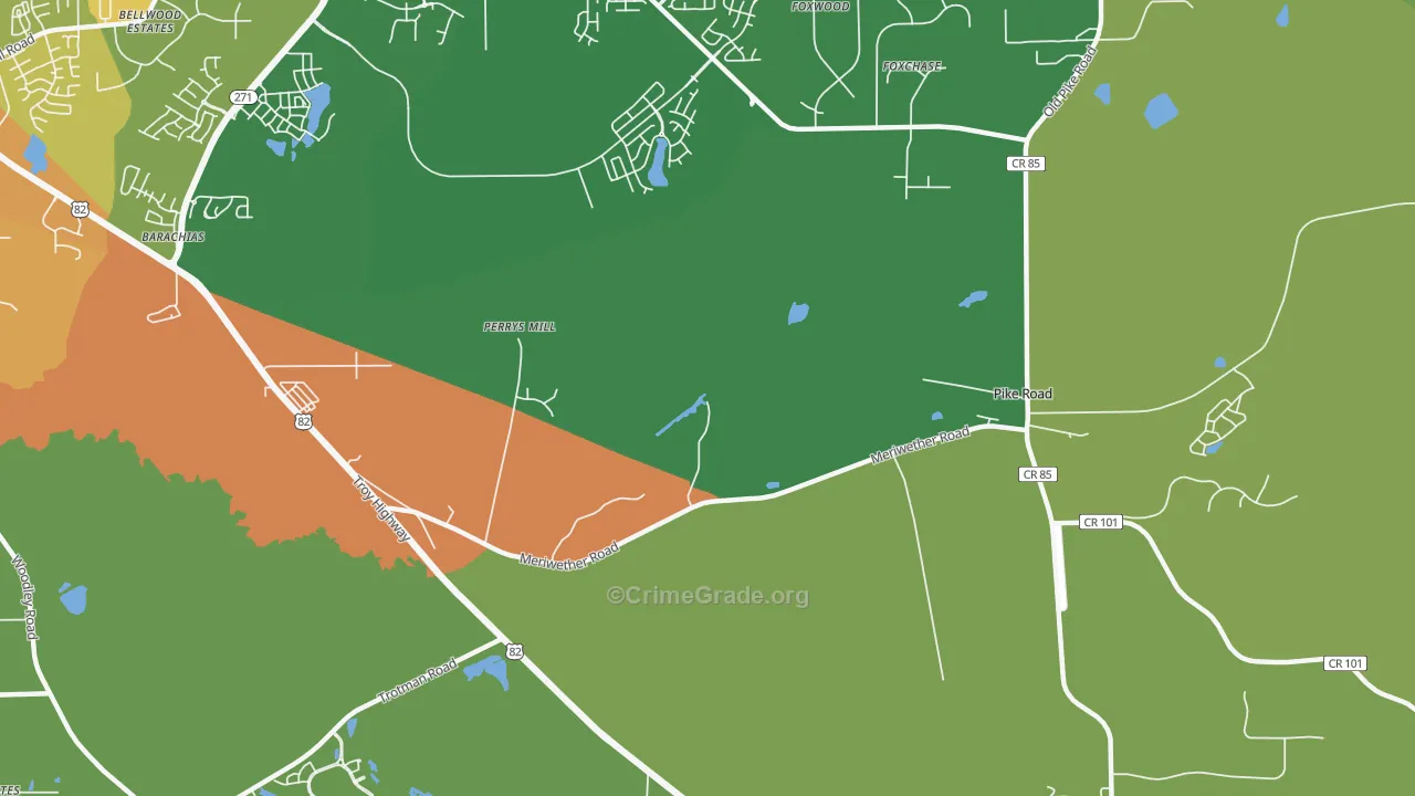 Perrys Mill, AL Map of Vandalism Rates
