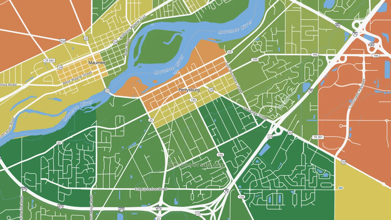 Perrysburg Historic District, Perrysburg, OH Map of Vandalism Rates