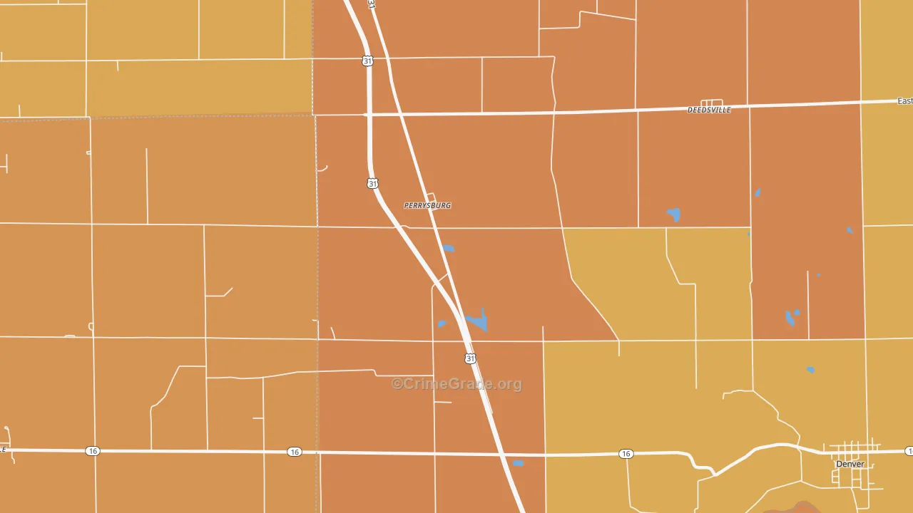 Perrysburg, IN Map of Vandalism Rates