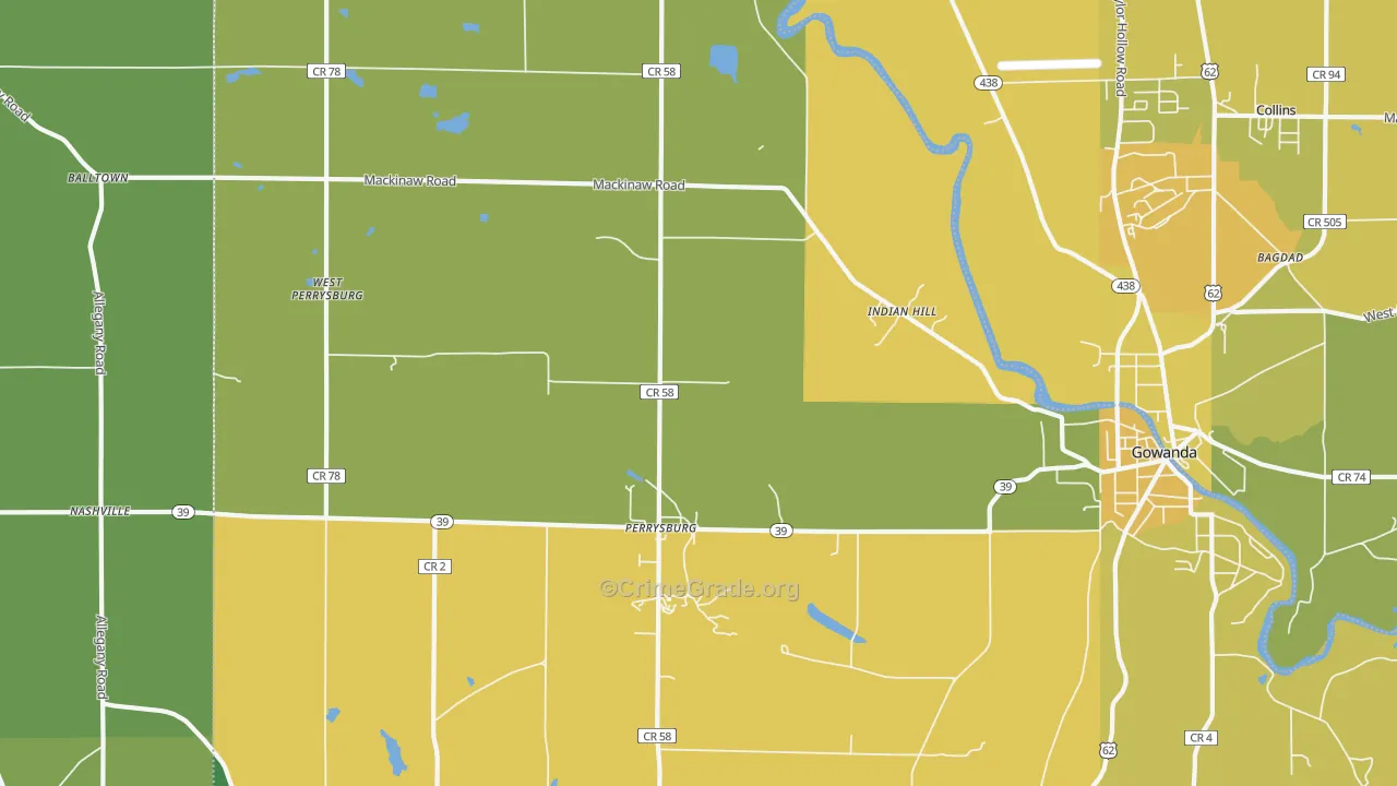 Perrysburg, NY Map of Vandalism Rates