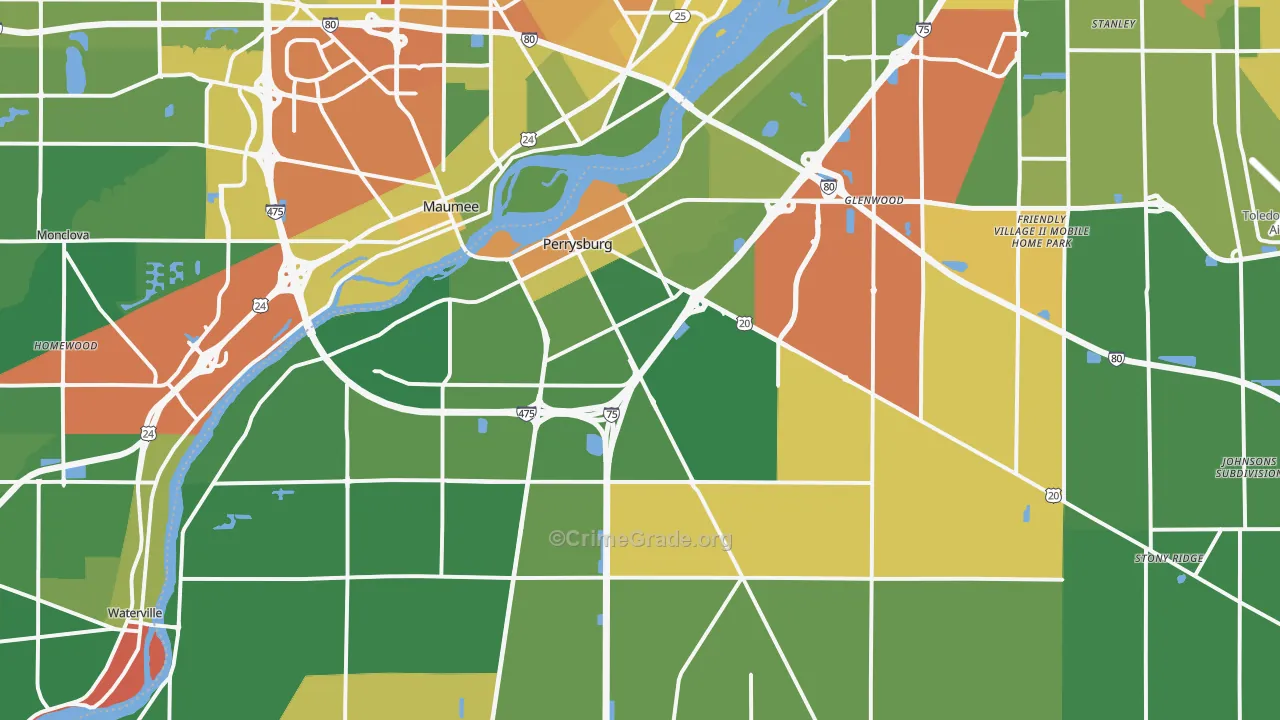Perrysburg, OH Map of Vandalism Rates