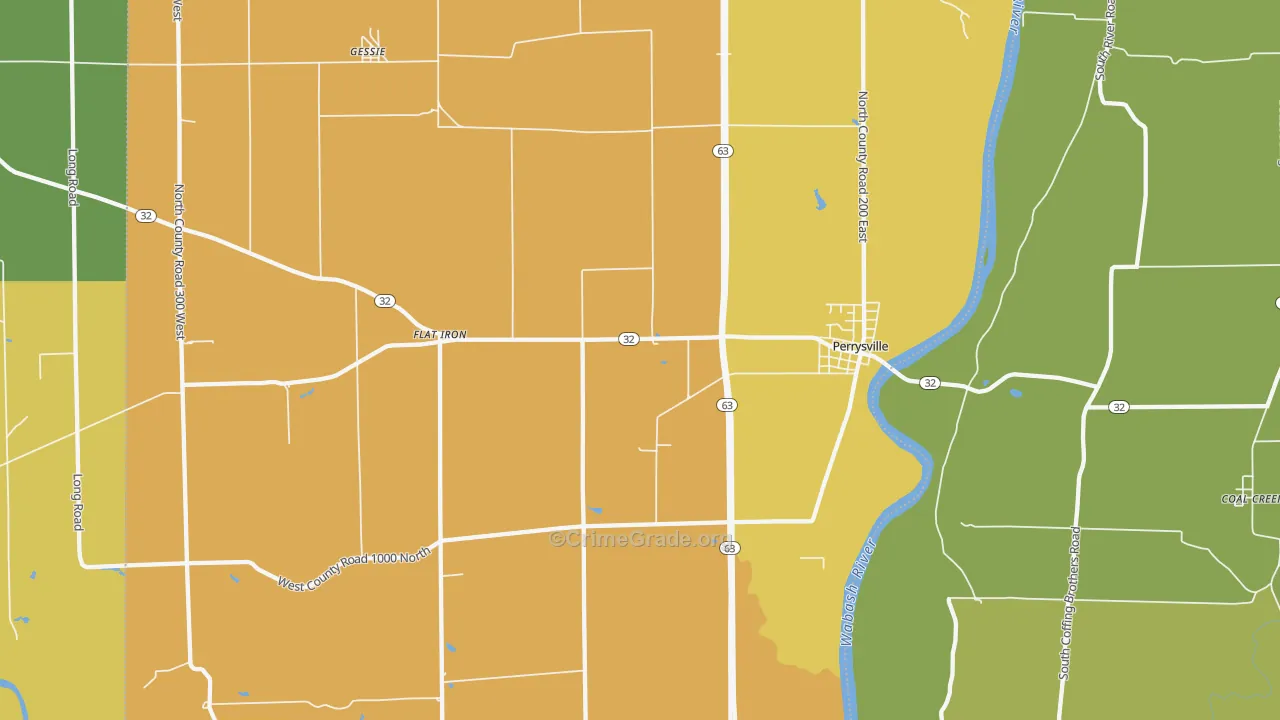 Perrysville, IN Map of Vandalism Rates